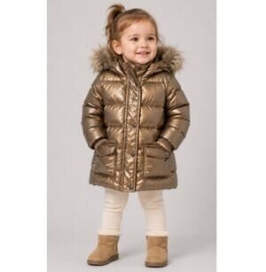 Pink Chicken Girls Beige Front Pocket Paulina Puffer Jacket Size 2Years